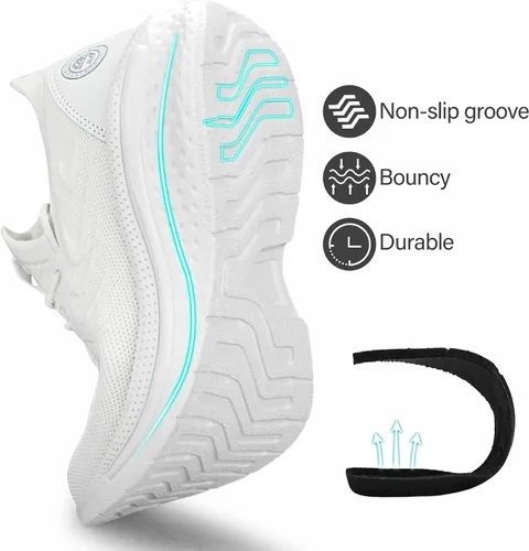 Vista 3 de Pujcs - Zapatillas deportivas antideslizantes para mujer, tenis ligeros y transpirables, zapatillas de correr para el gimnasio, malla para caminar