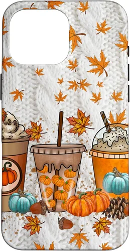Vista 19 de iPhone 16 Thanksgiving Autumn Leaves Pumpkin Spice Knitted Print Phone Case