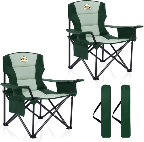 Vista 14 de Colegence Sillas de Camping Plegables de Tamaño Grande - Soporte de 450 LBS Silla de Campamento de Servicio Pesado con Cojín Acolchado, Sillas