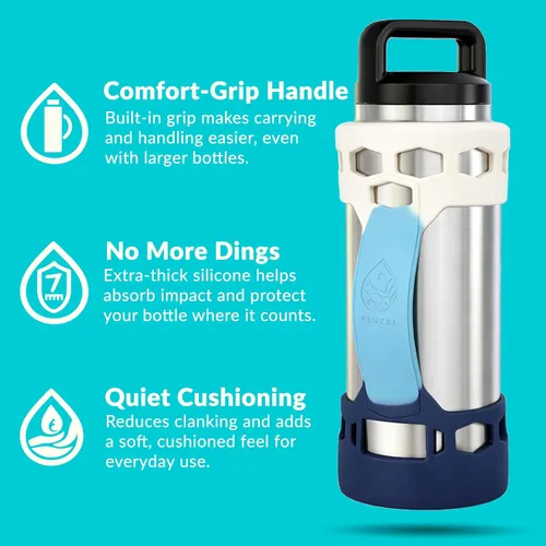 Vista 3 de Funda protectora de silicona para botella con asa, accesorios para botella de 26 oz y 36 oz de acero inoxidable