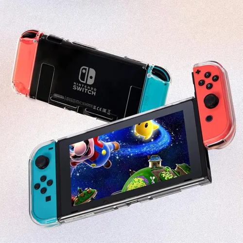 Vista 6 de Switch Clear Case, Dockable Protective Hard Cover Case for Nintendo Switch and Soft TPU Grip Case for Joy-Con with Tempered Glass Screen Protector