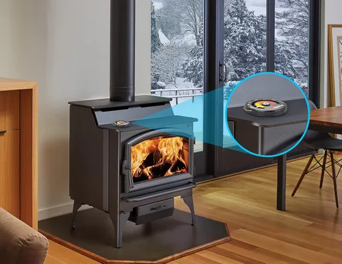Vista 6 de Skyflame Termómetro superior magnético Medidor de temperatura de estufa de madera con dial grande, accesorios de chimenea para estufas de gas/estufa