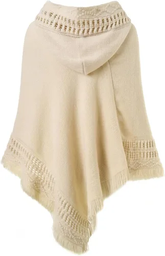 Vista 2 de Capa con capucha Ferand, con flequillo en el dobladillo, patrones de ganchillo para tejer poncho, para mujer.