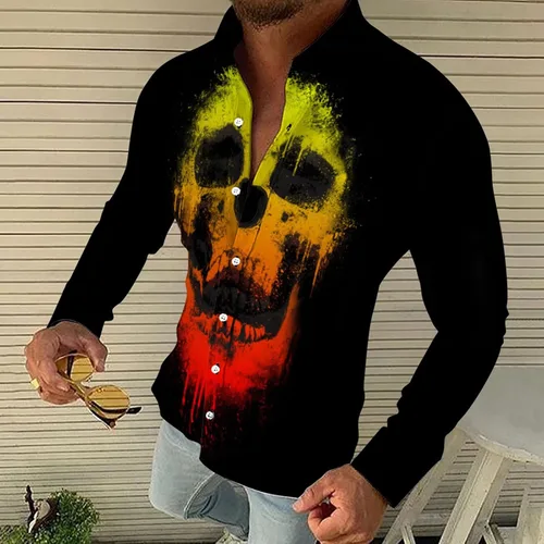 Vista 9 de Camisa hawaiana para hombre, camisas para hombre, camisas de manga larga estampadas para hombre, camisas con botones para hombre