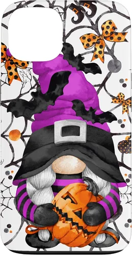 Vista 7 de iPhone 16 Lindo gnomo de Halloween para mujeres y bruja púrpura Witchy Boo Case