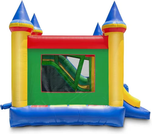 Vista 4 de Castillo inflable de grado comercial Cloud 9 con tobogán y soplador - 100% PVC, 16' x 17' de saltador inflable