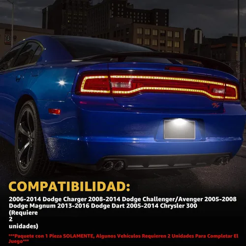 Vista 5 de Gempro Luces LED para matrícula, parachoques trasero, montaje de lámparas para Dodge Charger Challenger, Avenger Magnum Dart, 6000 K, color blanco
