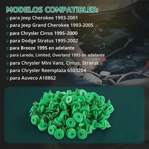 Vista 6 de AUTOKAY 100 piezas de clip de panel de puerta para Jeep Grand Cherokee 1993-2005 Cherokee 1993-2001, para Chrysler Cirrus 1995-2000, para Dodge
