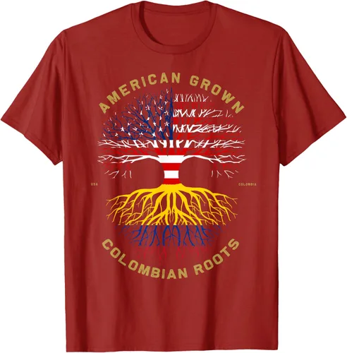 Vista 41 de Camiseta de regalo con la bandera de Estados Unidos con árbol de raíces colombianas