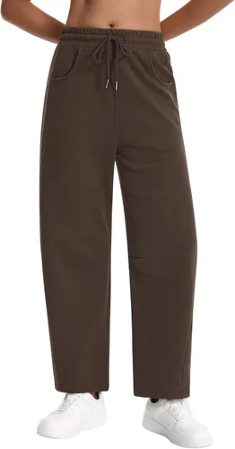 Vista 2 de Auriviz Pantalones deportivos para mujer con cordón de cintura alta y pierna ancha, holgados, casuales, con bolsillos