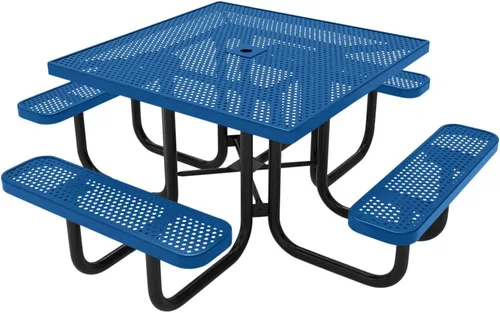 Vista 113 de COATEDOUTDOORFURNITURE Mesa de picnic cuadrada de 46 pulgadas, expandida, color negro