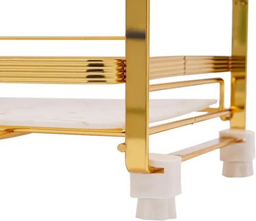 Vista 5 de Organizador de mostrador de baño de 3 niveles, organizador de perfume dorado de acero inoxidable, organizador de maquillaje, estante