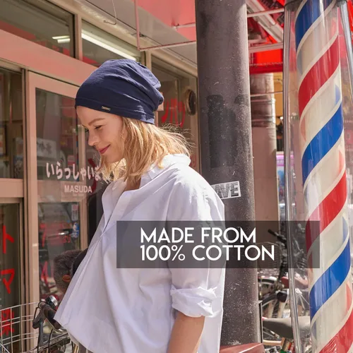 Vista 4 de CHARM Gorro de verano para hombres y mujeres – Gorro de punto de moda de algodón de quimioterapia ligero y holgado