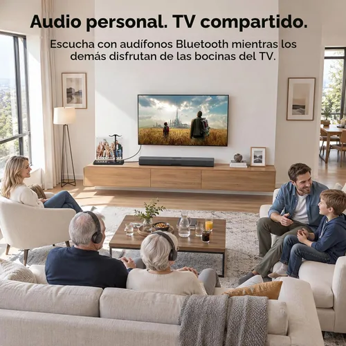 Vista 5 de 1Mii Transmisor Bluetooth B3+ para TV a 2 auriculares inalámbricos