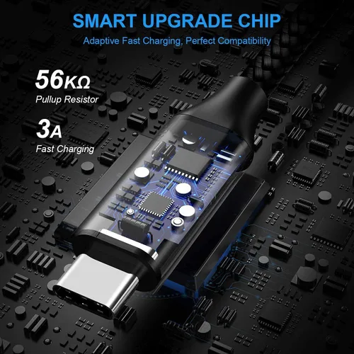 Vista 2 de etguuds Cable USB a USB C de 2 pies, paquete de 2 cables de carga USB A a tipo C de carga rápida para Samsung Galaxy A17 A16 A15 A26 A36 A56, S25