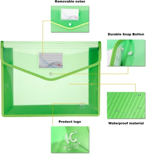 Vista 3 de Carpeta expandible de plástico, paquete de 6 carpetas expandibles, varios colores Carpetas transparentes para documentos con cierre a presión