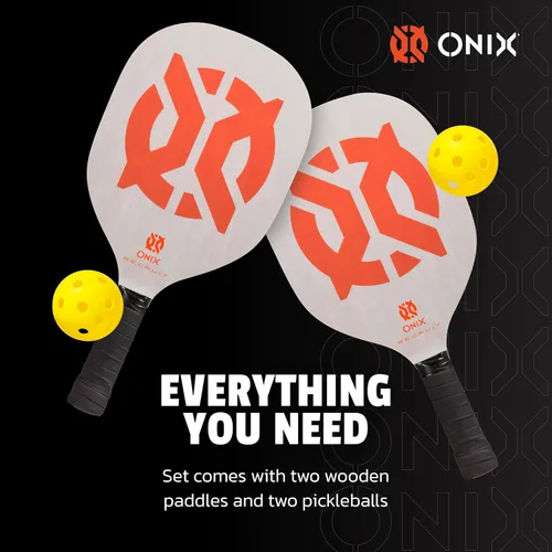 Vista 6 de Recruit by Onix - Juego de iniciación de pickleball - Incluye dos paletas de madera de álamo y dos bolas amarillas