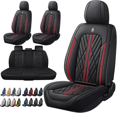 Vista 6 de Juego de fundas de asiento de automóvil de cuero nappa impermeables y transpirables de ajuste universal, cojín protector para vehículo automotriz