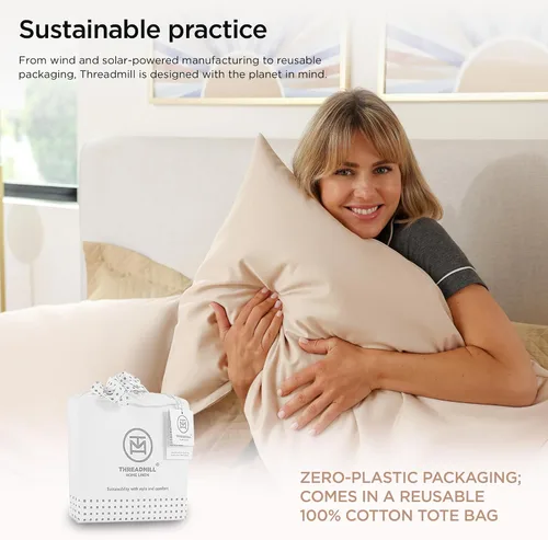 Vista 7 de Threadmill Sábanas de lujo de algodón Supima, sábanas de 100% algodón suave de 1000 hilos de lujo para cama tamaño matrimonial, juego de 4 sábanas