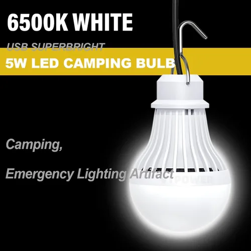 Vista 4 de Paquete de 2 bombillas de luz USB, linterna de luz LED USB para acampar, luz de tienda con cable de 8.2 pies de longitud extra y cable USB en Y