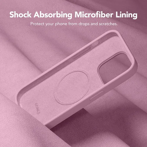 Vista 6 de GONEZ Funda de silicona para iPhone 14 Pro Max, compatible con MagSafe, con protector de pantalla + protector de lente de cámara, silicona líquida a