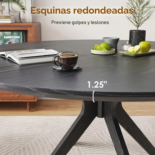 Vista 6 de Soohow Mesa redonda de cocina de comedor de madera maciza de 47.2 pulgadas para 4-6 personas con base de pedestal que se interseca