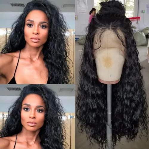 Vista 2 de QD-Tizer - Peluca larga de encaje rizado con ondas de moda para mujer