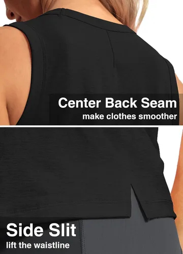 Vista 4 de Hiverlay Workout Tank Tops for Women Sleeveless Athletic Cropped Tank Top Sports Gym Muscle Running Shirts