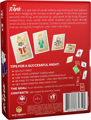 Vista 2 de Blue Wasatch Games Rank - Un juego de cartas realmente divertido para amigos y familiares donde alguien puede levantarse del mendigo y gobernar como