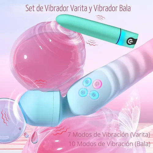 Vista 2 de Juego de vibrador de punto G y bala - Vibradores sexuales para mujeres, consolador de clítoris con 7 modos de vibración, masajeador de varita