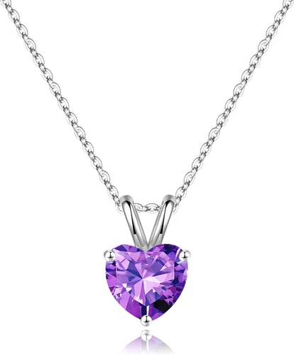 Vista 21 de SMILEST Dainty Heart Birthstone Necklace for Women, 925 Sterling Silver 01-enero-granate rojo