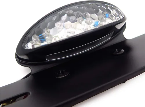 Vista 4 de HONGK - Placa eliminadora de guardabarros con luz trasera integrada LED negra transparente para motocicleta, compatible con Harley Yamaha, Suzuki