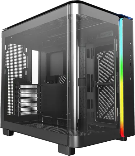 Vista 8 de Chasis para PC Montech King 15 Micro-ATX, vidrio panorámico curvo, enfriamiento de flujo de aire tipo chimenea, diseño de cámara dual, soporte