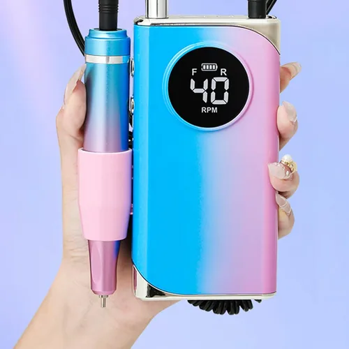 Vista 6 de Peiiwdc Taladro de uñas eléctrico para uñas, portátil, recargable, 40000 rpm, juego de manicura y pedicura eléctrica profesional