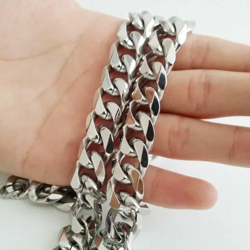 Vista 4 de WXP Collar y pulsera de cadena de eslabones cubanos de acero inoxidable para hombres y niños gargantilla hip hop joyería de 0433in0591in0748in 75
