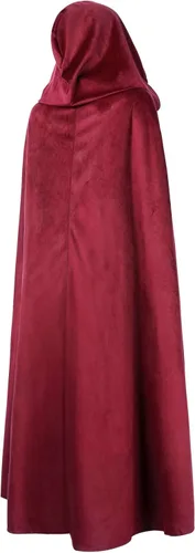 Vista 3 de JPXH Capa medieval con capucha, capa renacentista, disfraz de Halloween Rojo