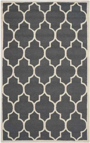 Vista 126 de Tapete Safavieh de la colección Cambridge, modelo CAM134X, hecho a mano, de lana de primera calidad, formas geométricas marroquíes, color gris