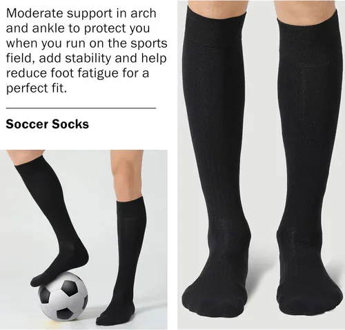 Vista 5 de HAPYCEO Paquete de 2 calcetines de fútbol, béisbol, sóftbol para jóvenes y adultos, calcetines multideportivos, 4 tamaños (S-XL)