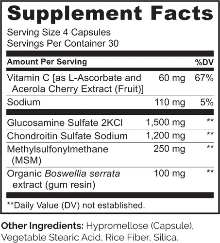 Vista 8 de NATURELO Glucosamina condroitina MSM con boswellia y vitamina C - Suplemento para comodidad, movilidad y fuerza de las articulaciones - 120 cápsulas