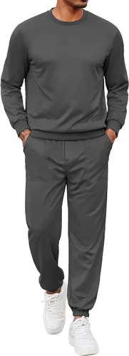 Vista 25 de COOFANDY Conjunto deportivo de 2 piezas para hombre, sudadera de manga larga, sin botones, para deportes, casual, fitness, trotar