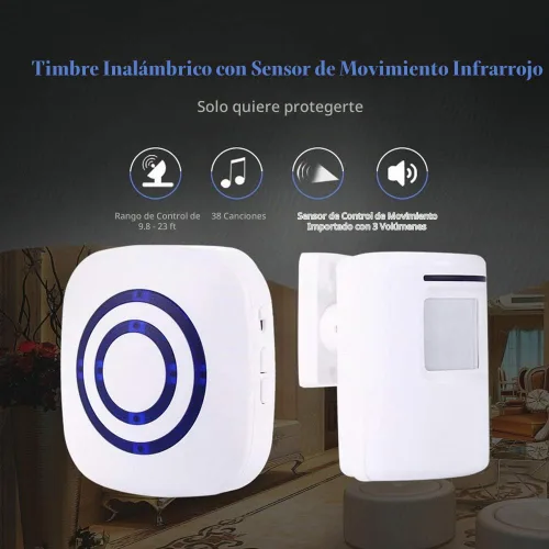 Vista 8 de Timbre de puerta con sensor de movimiento para negocios, kit de timbre para exteriores, alerta de entrada inalámbrica: Timbre de sensor