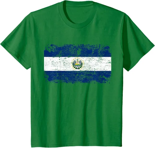 Vista 38 de EL SALVADOR Bandera Vintage Hombres Mujeres Niños Camiseta EL SALVADOR