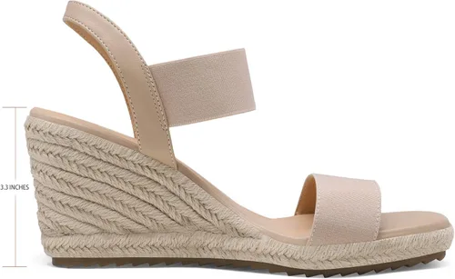 Vista 2 de DREAM PAIRS Alpargatas de punta abierta para mujer sandalias de plataforma elegantes con correa elástica para el tobillo