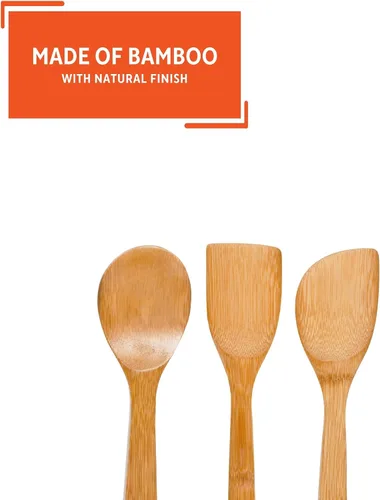 Vista 3 de IMUSA USA Cookware - Juego de cucharas (3 piezas, bambú)