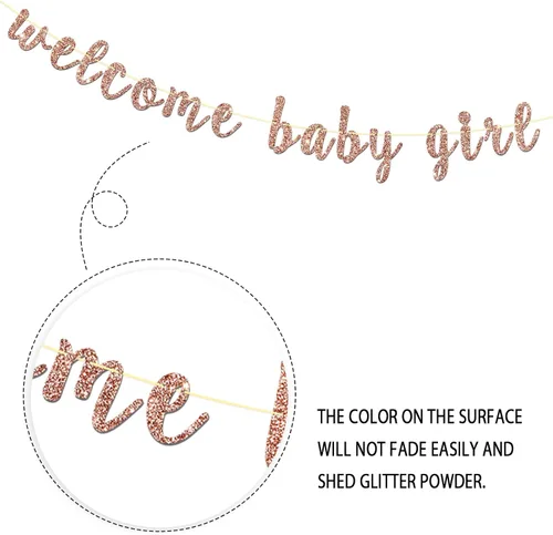 Vista 3 de Cartel de bienvenida para niña, con purpurina de oro rosa con una pequeña princesa, baby shower, revelación de género, decoración de fiesta AF