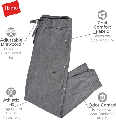 Vista 5 de Hanes Pantalones deportivos tipo cargo para mujer que absorben la humedad