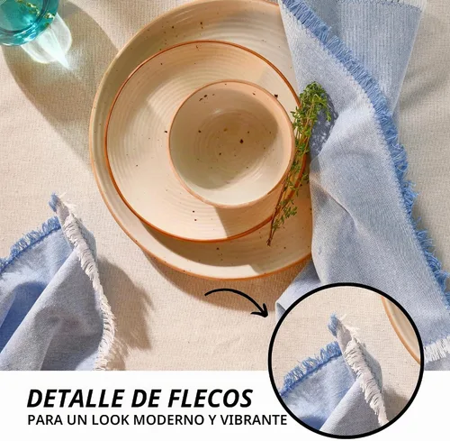 Vista 5 de Folkulture Servilletas de tela, juego de 12, flecos azules