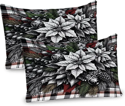Vista 77 de Lunarable Juego de 2 fundas para almohada de otoño, tema vintage otoñal con estilo granja, ilustración de flores silvestres, artículo de cama