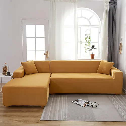 Vista 8 de Konsilsa Funda elástica para sofá en forma de L, funda completa para sofá de 1/2/3/4 plazas, protector de muebles suave, antideslizante, lavable a