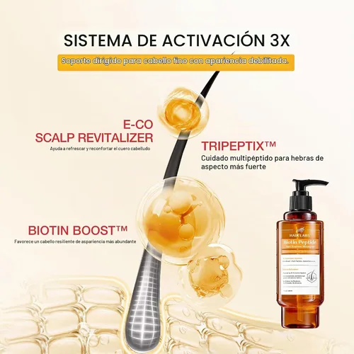 Vista 6 de HAIRLABS Biotin Peptide Shampoo para adelgazar el cabello fino, 7 fl oz Orange Label